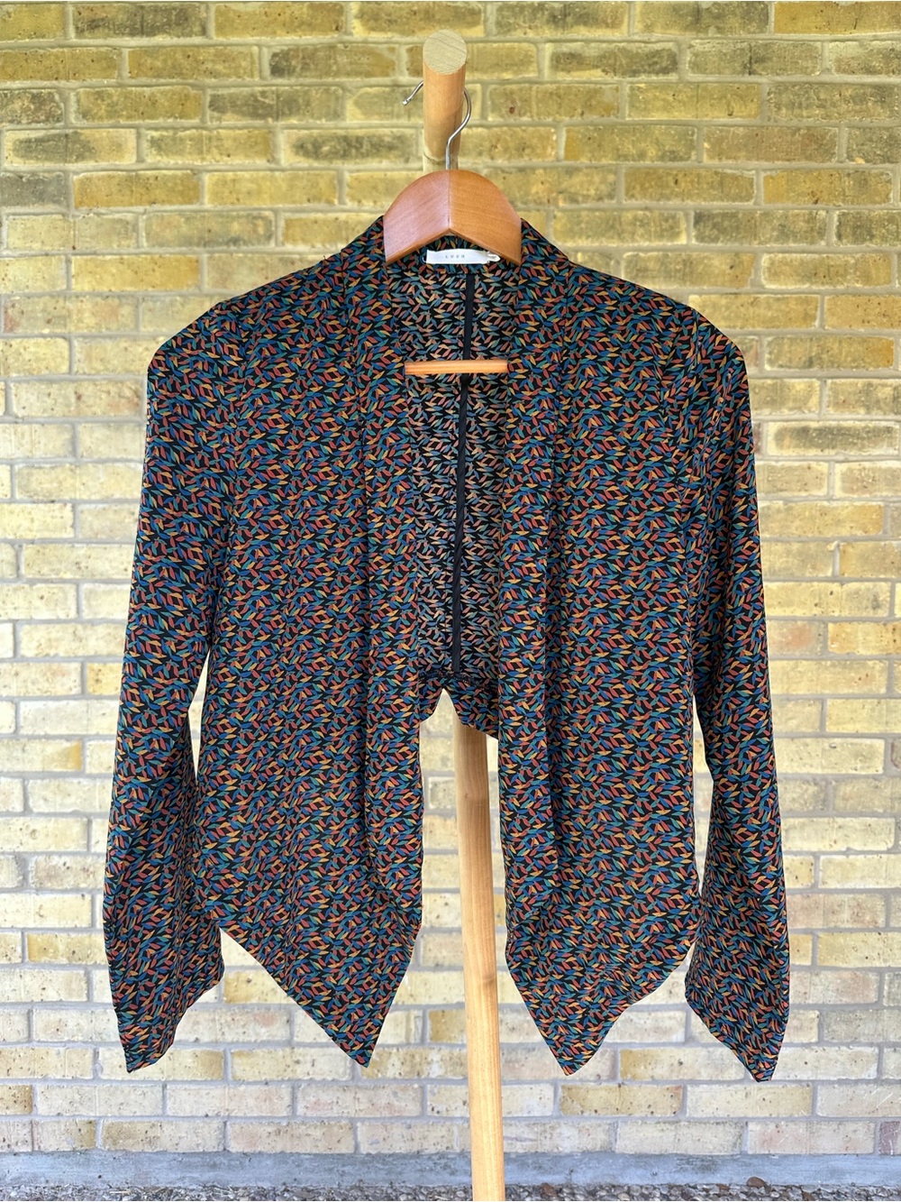 Lush Asymmetrical Multicolor Handkerchief Hem Blazer - Size S